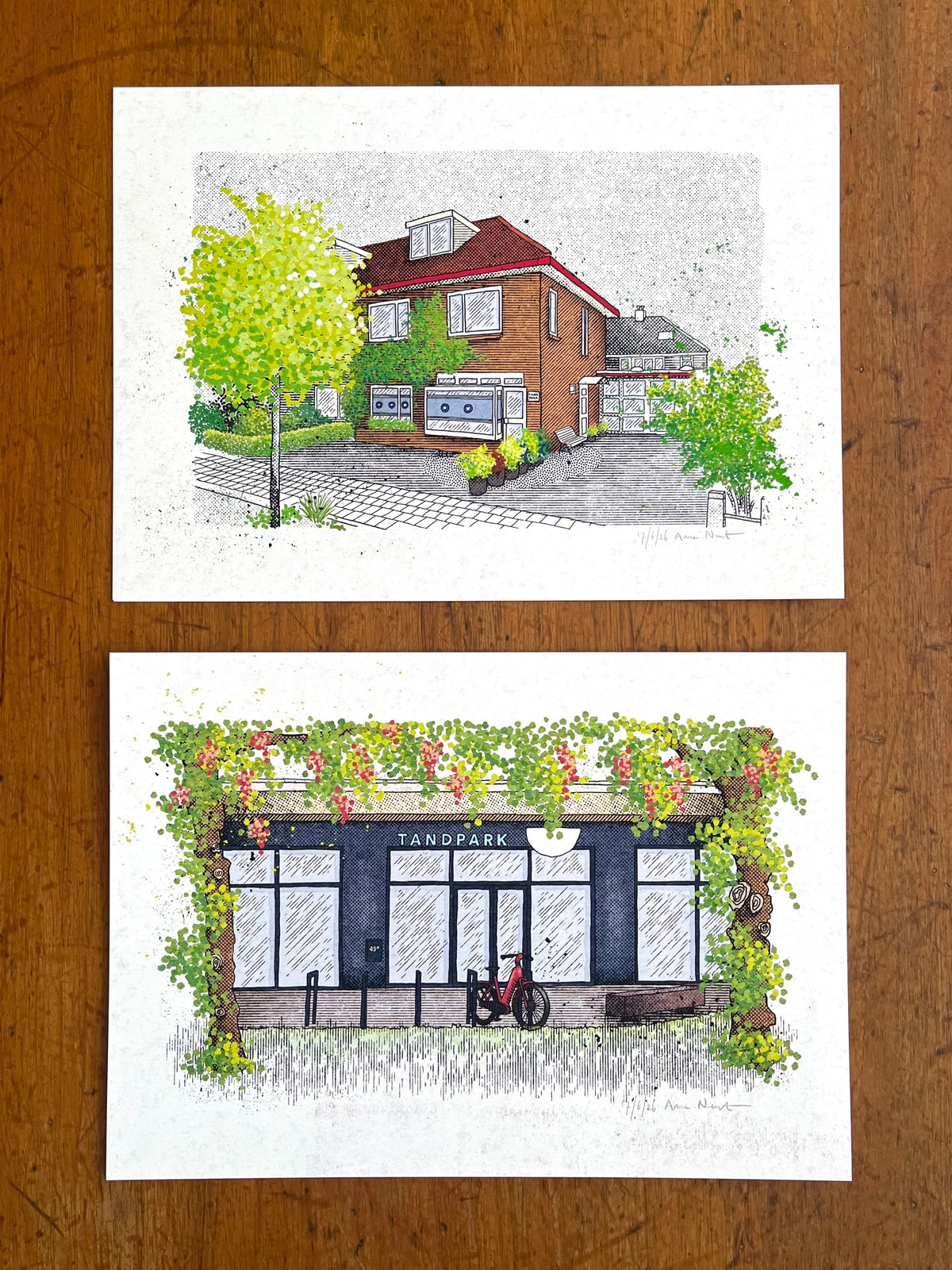 Illustratie op maat van tandartspraktijk. Getekend door Anne Neuteboom, cabaretier. Anne Neut Boetiek.