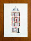 Fine art print van tekening van Febo Rozengracht in Amsterdam. Gemaakt door Anne Neuteboom, cabaretier. Anne Neut Boetiek.